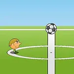 Hai nhân vật hoạt hình đứng đối diện nhau trên sân bóng đá xanh với trái bóng ở giữa