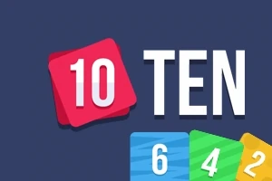 Số 10 màu trắng trên nền ô vuông đỏ, dòng chữ TEN lớn ở bên phải, và các thẻ số 6, 4, 2 có màu xanh dương, xanh lá và vàng ở phía dưới