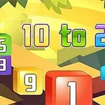 Hình ảnh có nền dạng hình học đầy màu sắc với các chữ số như 10 đến 20 và các khối số nhiều màu