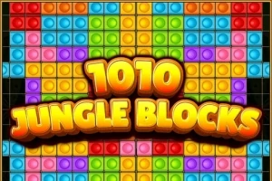 Các khối vuông nhiều màu sắc xếp liền nhau với dòng chữ 1010 Jungle Blocks nổi bật ở giữa