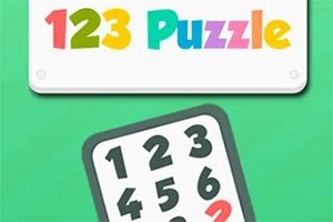 Hình ảnh có nền xanh lá cây với bảng số từ 1 đến 9 cùng dòng chữ 123 Puzzle màu sắc rực rỡ ở phía trên