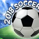Quả bóng đá lớn ở giữa sân vận động với chữ 2018 Soccer Cup phía trên
