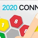 Ngón tay chạm vào một ô lục giác có số trên nền với chữ 2020 CONNECT