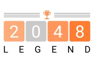 Logo gồm các ô số 2048 màu cam và xám với biểu tượng chiếc cúp và chữ LEGEND bên dưới