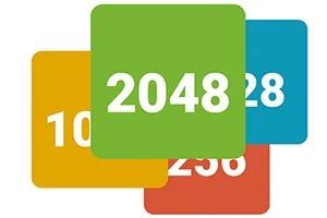 Các ô vuông màu sắc chồng lên nhau với số 2048 ở giữa