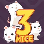 Ba con chuột hoạt hình dễ thương đứng xung quanh số 3 màu vàng với nền màu tím đậm