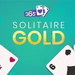 Hai lá bài ở góc dưới và dòng chữ 365 Solitaire Gold trên nền màu xanh lục