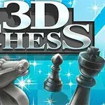 Hình ảnh có dòng chữ 3D Chess với biểu tượng các quân cờ như mã, tốt và vua trên nền màu xanh lấp lánh
