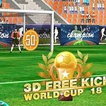 Cầu thủ chuẩn bị đá phạt trong sân vận động với khán giả và biểu tượng bóng đá 3D ở góc phải