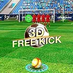 Một quả bóng đá trên sân cỏ trước khung thành với hàng rào cầu thủ và dòng chữ 3D Free Kick