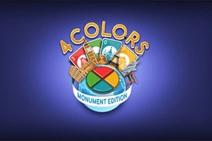 Biểu tượng với các lá bài, tên 4 Colors Monument Edition và hình ảnh các công trình nổi tiếng