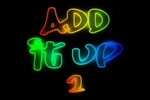 Chữ ADD it UP 1 được viết bằng màu neon nhiều sắc thái khác nhau trên nền đen