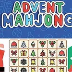 Hình ảnh có chữ Advent Mahjong ở trên và hai hình ảnh ông già Noel cạnh một bảng xếp gạch với các biểu tượng Giáng Sinh