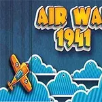 Hai chiếc máy bay hoạt hình với chữ Air War 1941 trên nền trời xanh và mây trắng