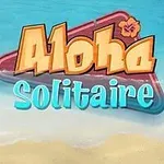 Bãi biển với chữ Aloha Solitaire và các lá bài