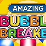 Hình ảnh có chữ AMAZING BUBBLE BREAKER với các bóng màu sắc nổi bật trên nền vàng