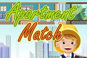 Hình ảnh mô tả một cậu bé đội mũ bảo hộ đứng trước phông nền thành phố với dòng chữ “Apartment Match” trên cùng