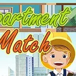Hình ảnh mô tả một cậu bé đội mũ bảo hộ đứng trước phông nền thành phố với dòng chữ “Apartment Match” trên cùng