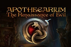 Hình ảnh hiển thị một biểu tượng rồng quấn quanh vòng tròn đỏ và dòng chữ APOTHECARIUM The Renaissance of Evil trên nền tối