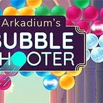 Các quả bóng nhiều màu sắc và logo của Arkadiums Bubble Shooter