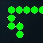 Rắn màu xanh đang hướng về phía một vật thể giống cây nấm, góc dưới có logo Atari màu đỏ