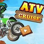 Hình vẽ xe địa hình màu xanh lá cây đang nhảy lên giữa không trung, với chữ ATV Cruise ở góc trên bên phải