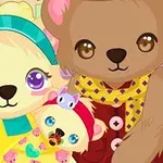 Ba chú gấu hoạt hình dễ thương với biểu cảm vui vẻ và trang phục màu sắc tươi sáng