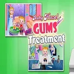 Trẻ em ngồi trên ghế khám răng bên cạnh nha sĩ, với nền xanh lá cây và các hình ảnh nhỏ khác trong góc