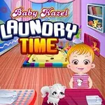 Hai nhân vật hoạt hình đang trong phòng giặt là, một người đang gấp quần áo còn người kia đứng cạnh bàn với một chú chó nhỏ dưới sàn