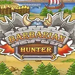 Biểu tượng gồm những chiếc rìu chéo nhau, chữ Barbarian Hunter trên nền cảnh rừng và sông