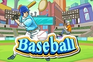Một cầu thủ bóng chày đang chuẩn bị đánh bóng trên sân vận động với chữ Baseball nổi bật ở phía trước