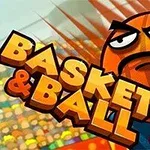 Hình ảnh một quả bóng rổ có khuôn mặt và biểu cảm giận dữ, kèm dòng chữ BASKET & BALL trên nền khán đài sôi động