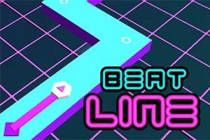 Đường chạy màu xanh neon trên nền lưới tối với chữ BEAT LINE được hiển thị nổi bật