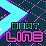 Đường chạy màu xanh neon trên nền lưới tối với chữ BEAT LINE được hiển thị nổi bật
