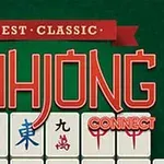 Các ký tự Mahjong trên nền màu xanh với dòng chữ Best Classic Mahjong Connect