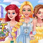 Ba cô gái hoạt hình vui vẻ đứng cùng nhau trước nền trường học với chữ BFF Math Class đầy màu sắc ở góc trái