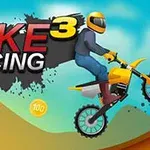 Người lái xe mô tô vàng đang bay qua địa hình đồi núi với các đồng xu nổi trên không