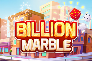 Tiêu đề Billion Marble nổi bật trên nền cảnh thành phố với hình ảnh hai viên xúc xắc