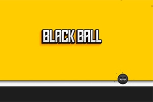 Nền màu vàng với chữ BLACK BALL ở giữa và hình một quả bóng đen có khuôn mặt ở góc dưới bên phải