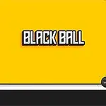 Nền màu vàng với chữ BLACK BALL ở giữa và hình một quả bóng đen có khuôn mặt ở góc dưới bên phải