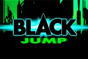 Văn bản BLACK JUMP nổi bật với nền thành phố màu xanh lá neon