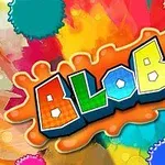 Dòng chữ Blobs đầy màu sắc đứng trên nền bắn tung tóe màu sặc sỡ