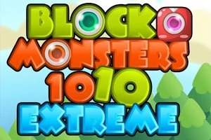 Chữ BLOCK MONSTERS 1010 EXTREME đầy màu sắc trên nền cảnh rừng
