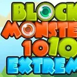 Chữ BLOCK MONSTERS 1010 EXTREME đầy màu sắc trên nền cảnh rừng