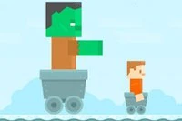 Trong thế giới khối, một thợ mỏ phải thoát khỏi zombie khổng