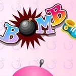 Chữ Bomb It nhiều màu sắc với hình quả bom và một phần robot màu hồng phía dưới