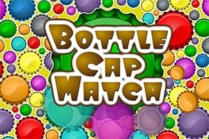 Hình ảnh có chữ Bottle Cap Match trên nền nhiều nắp chai màu sắc sặc sỡ
