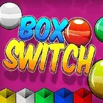 Nền màu hồng với các quả bóng màu đỏ, xanh lá, xanh dương và vàng cùng dòng chữ Box Switch nổi bật phía trên
