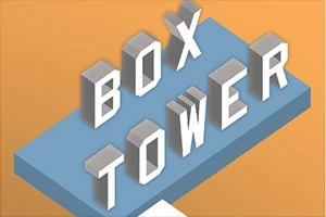 Dòng chữ “BOX TOWER” trên nền màu xanh và cam với phong cách 3D