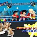 Ba nhân vật hoạt hình đang đấu quyền anh trên võ đài với khán giả và ánh đèn chiếu sáng